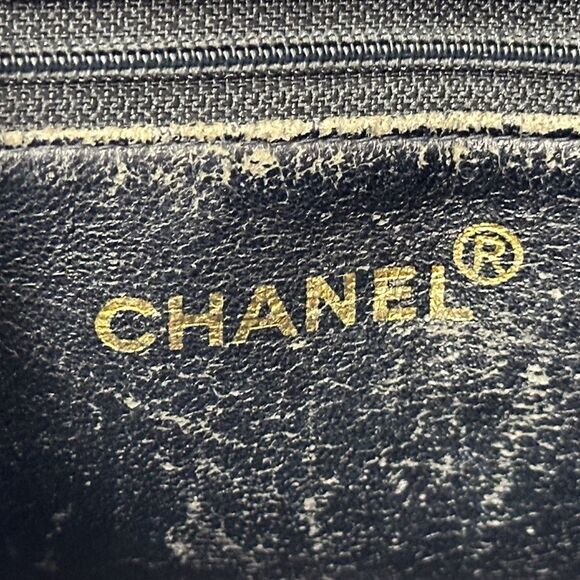 CHANEL Black Caviar Leather Logo Tote Bag - Picture 7 of 16